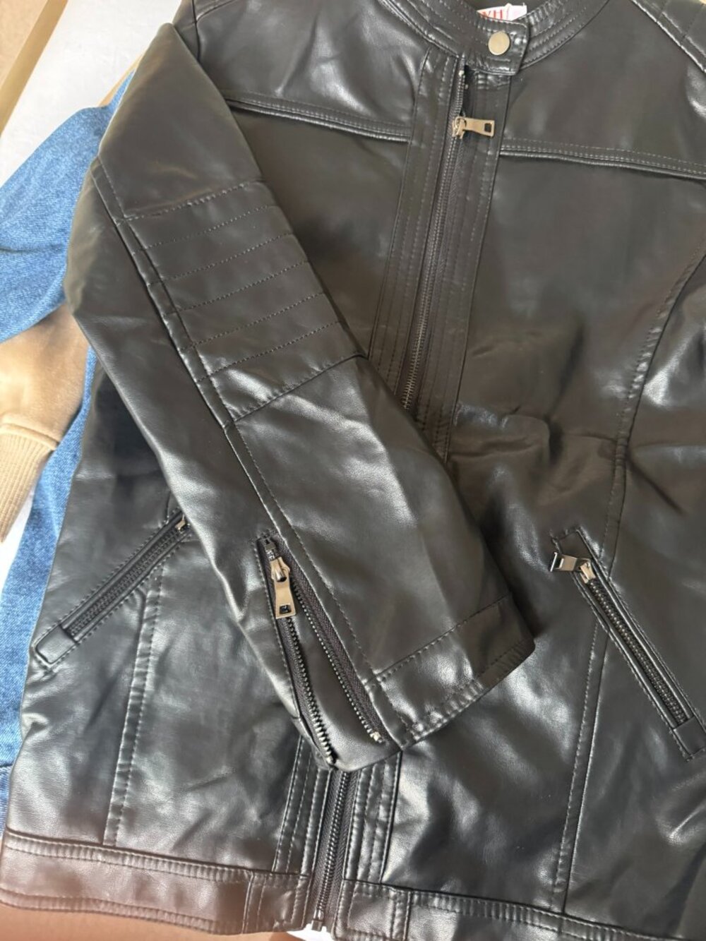Faux Leather Moto Jacket Black Kids Teen Size 160 New With Tags